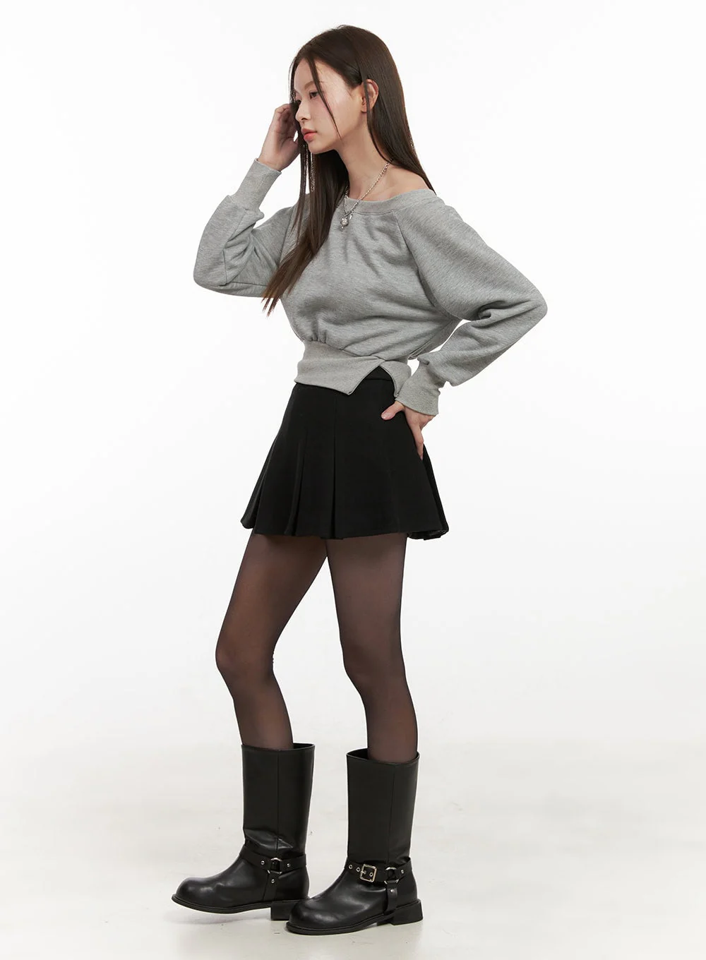 Asymmetric One-Shoulder Crop Sweatshirt OD412 - Image 3