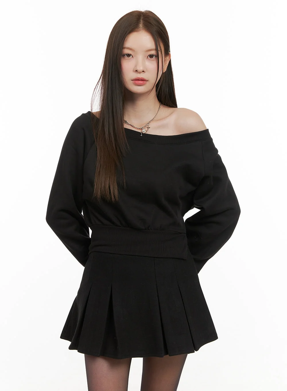 Asymmetric One-Shoulder Crop Sweatshirt OD412 - Image 8