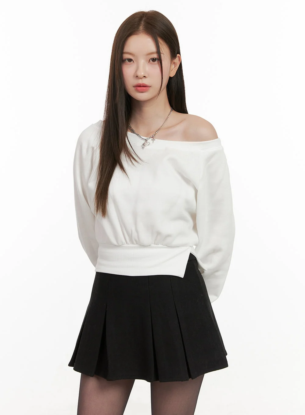Asymmetric One-Shoulder Crop Sweatshirt OD412 - Image 9