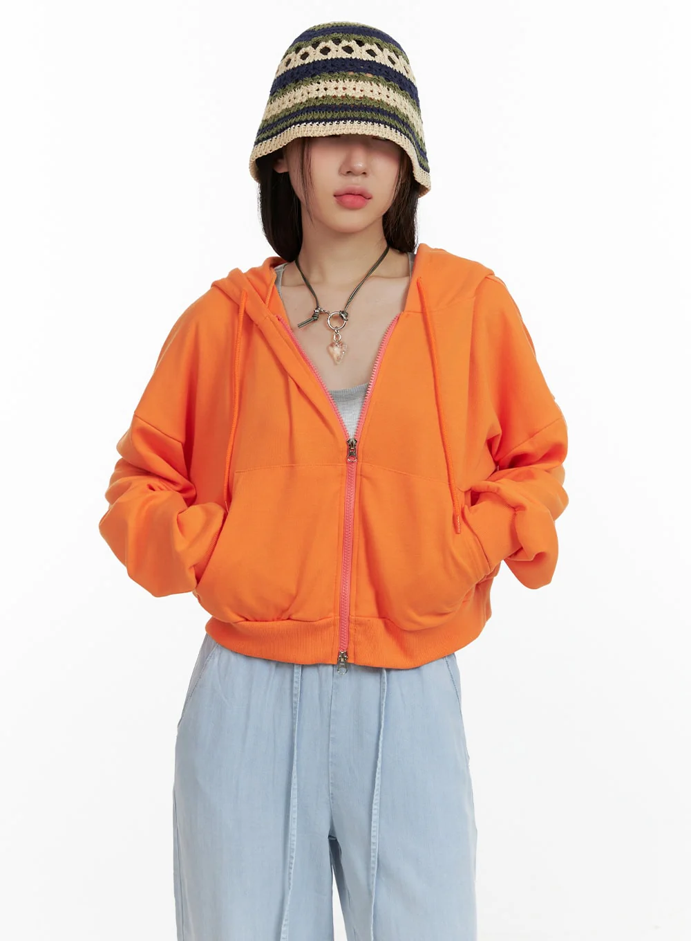 Crop Zip-Up Hoodie OL408 - Image 4