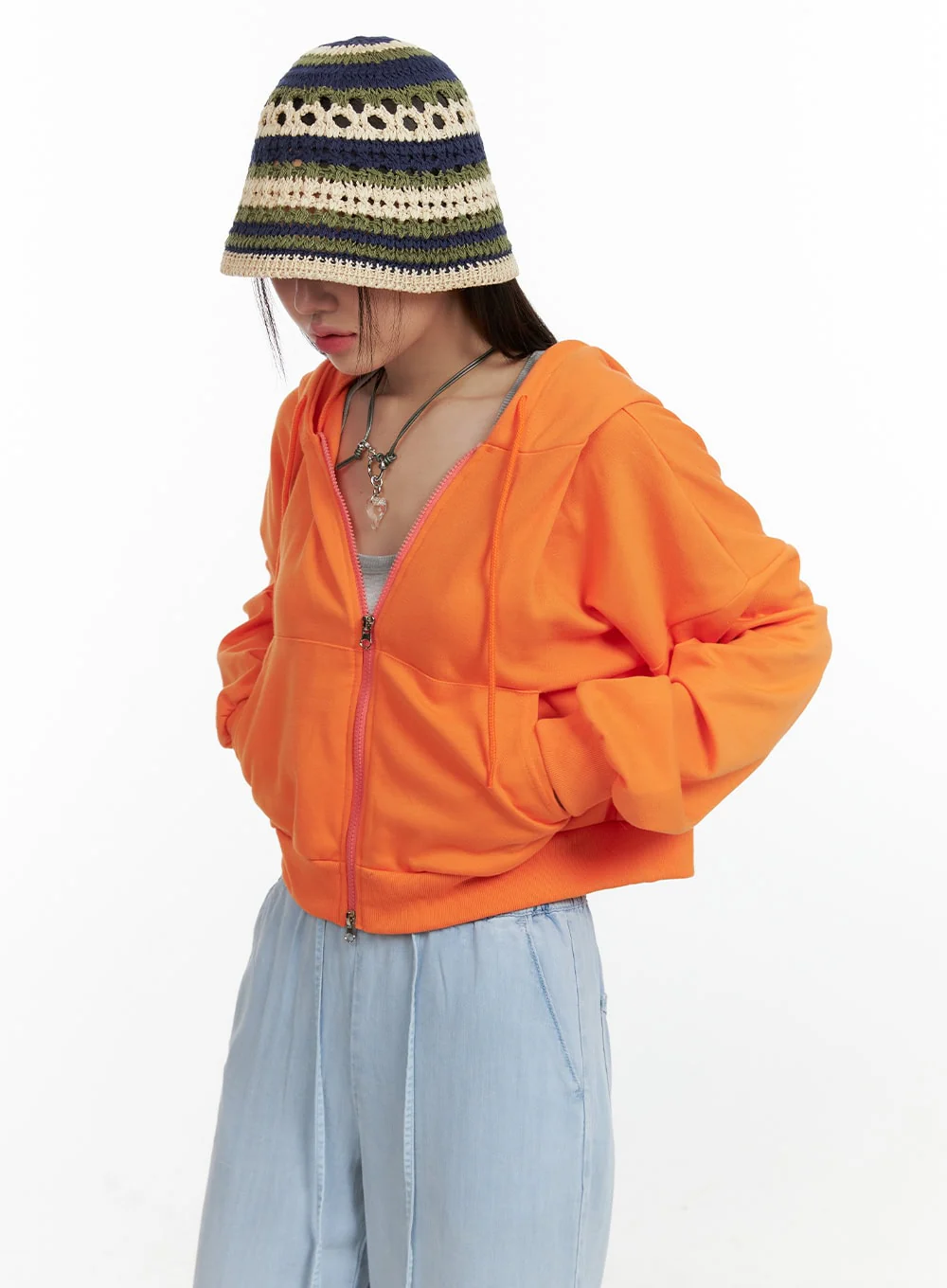 Crop Zip-Up Hoodie OL408 - Image 5