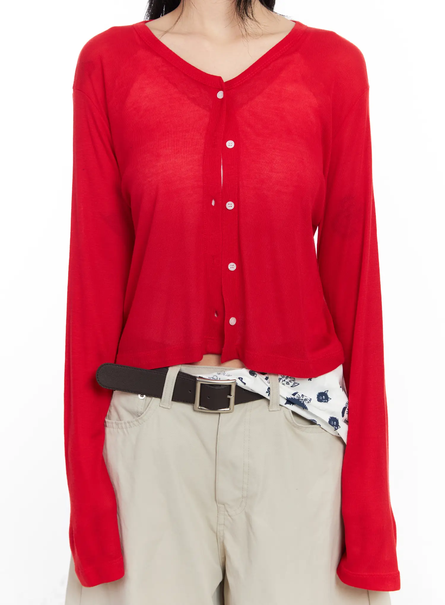 Cropped Long Sleeve Cardigan CF526 - Image 4