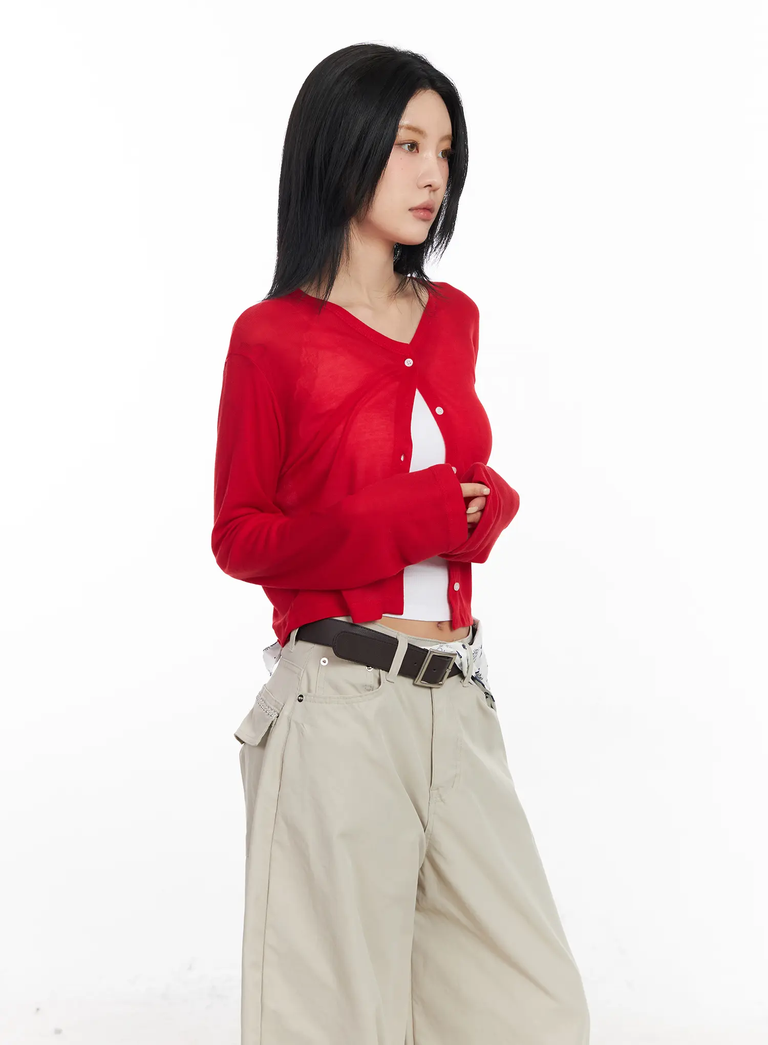 Cropped Long Sleeve Cardigan CF526 - Image 6