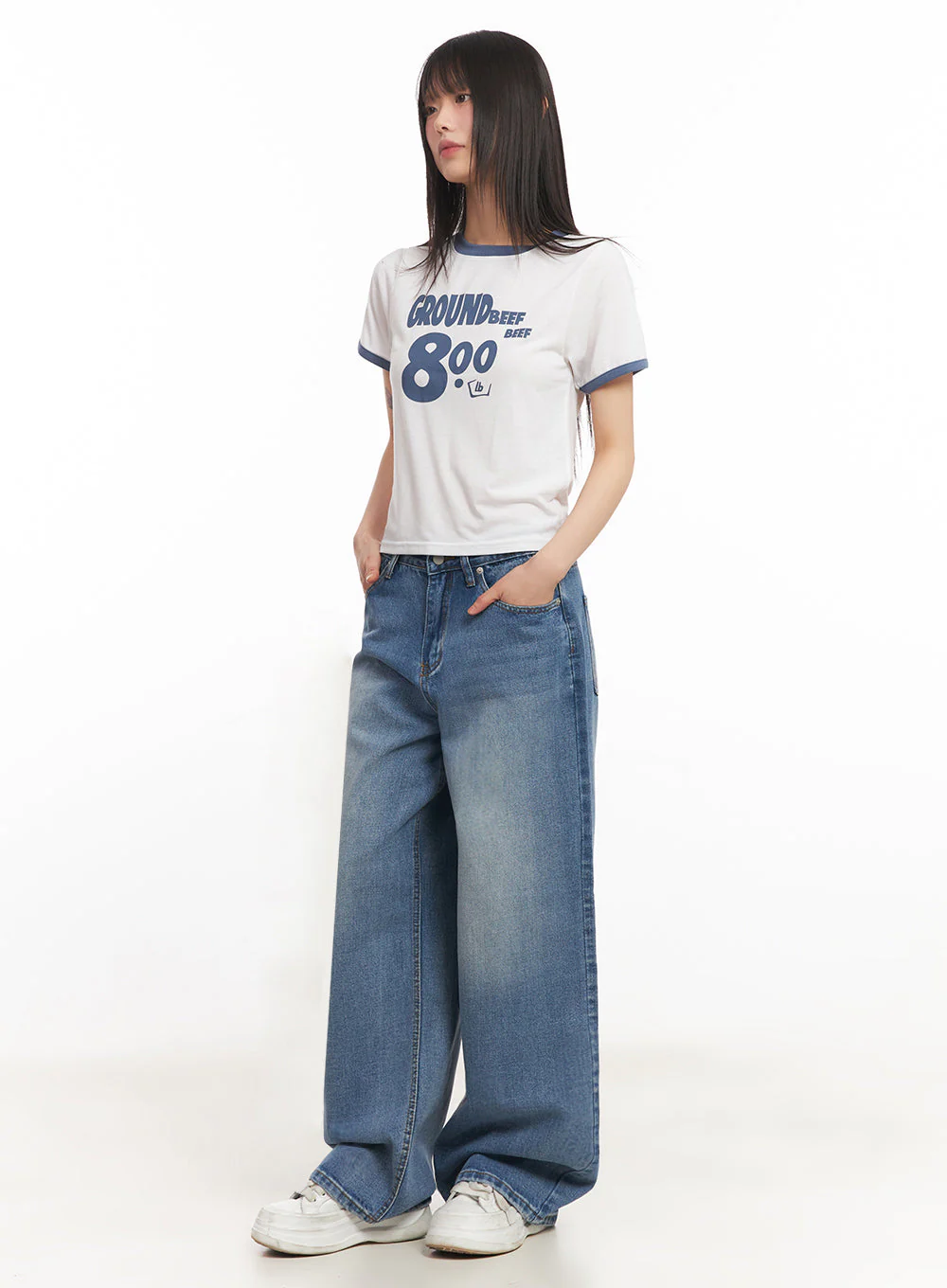Delya Washed Wide-Leg Jeans IY502 - Image 3