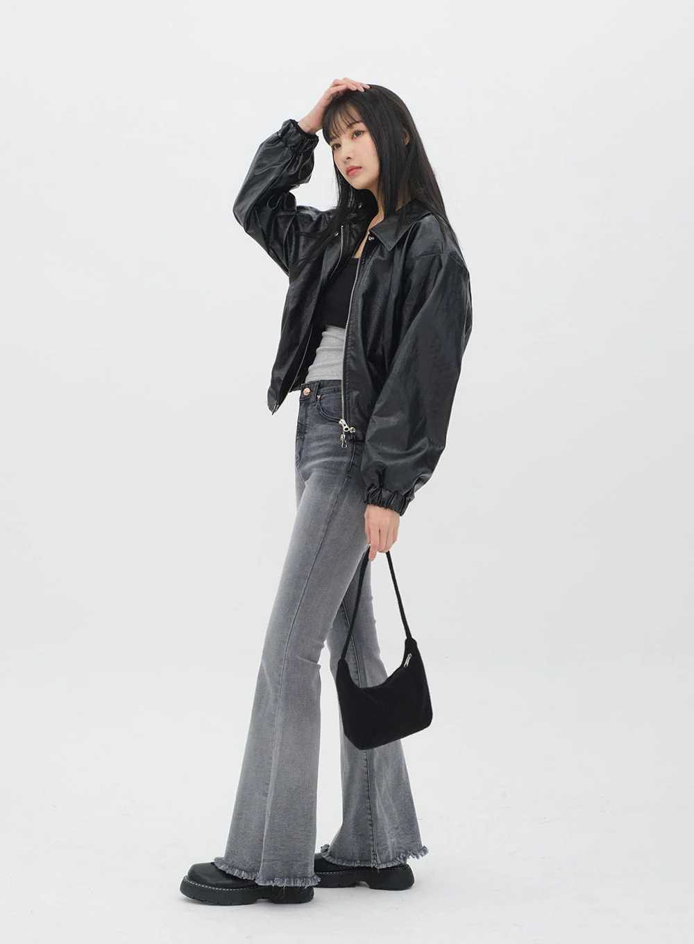 Faux Leather Crop Jacket J19 - Image 5
