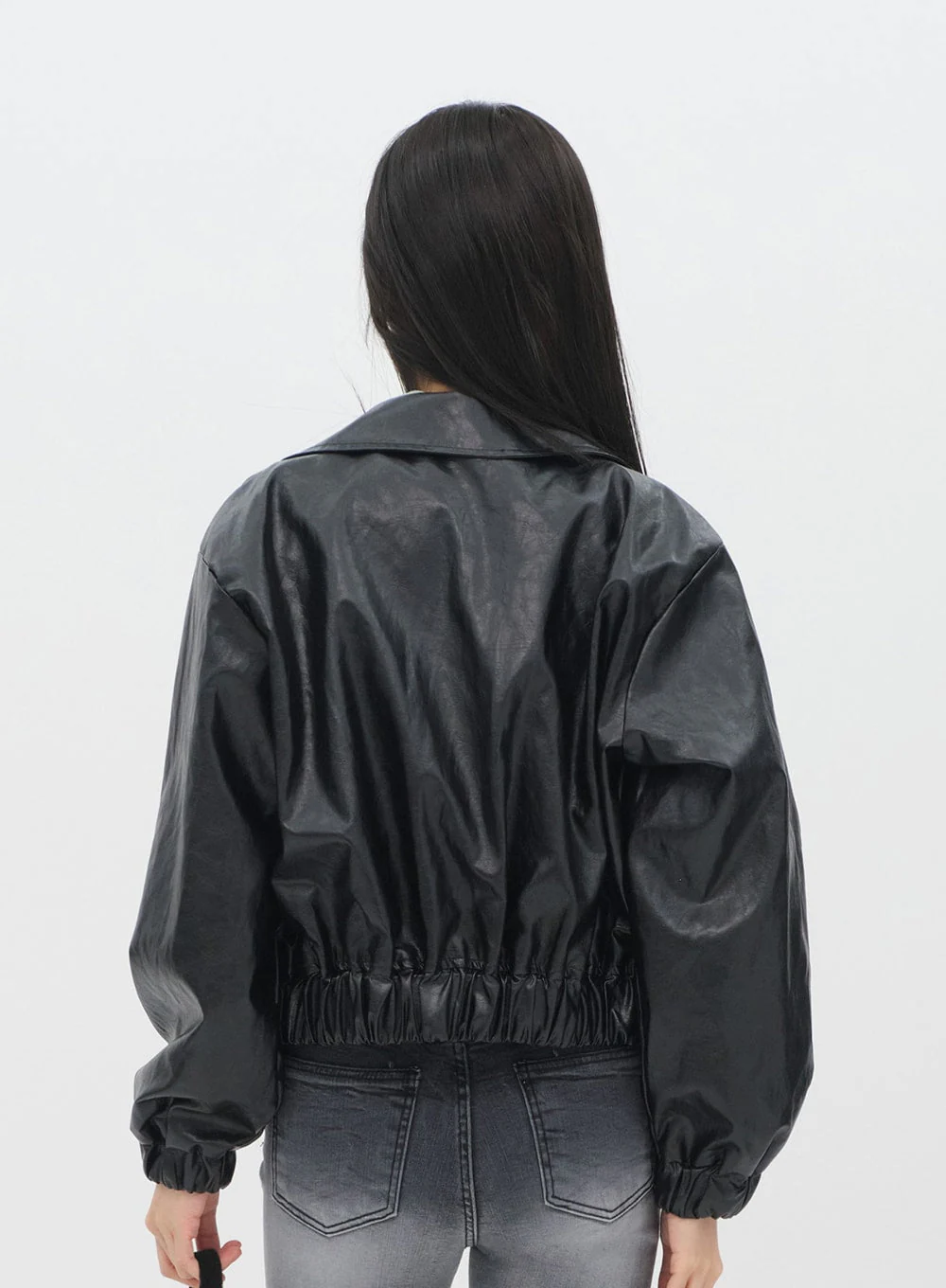 Faux Leather Crop Jacket J19 - Image 6