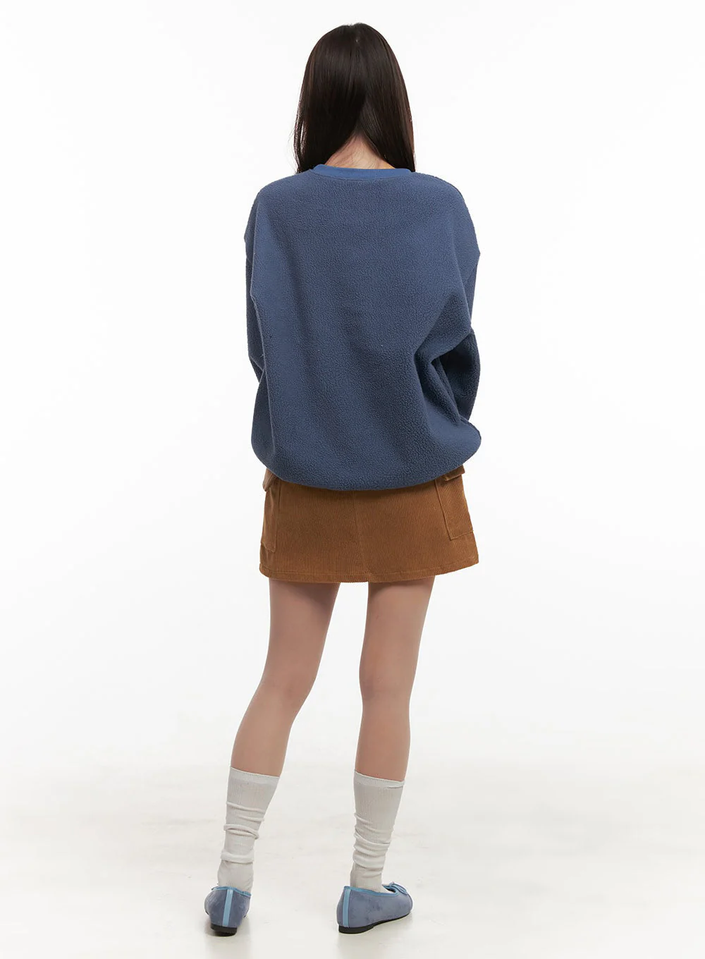 Fuzzy Oversized Crew-Neck Sweatshirt IJ510 - Image 10