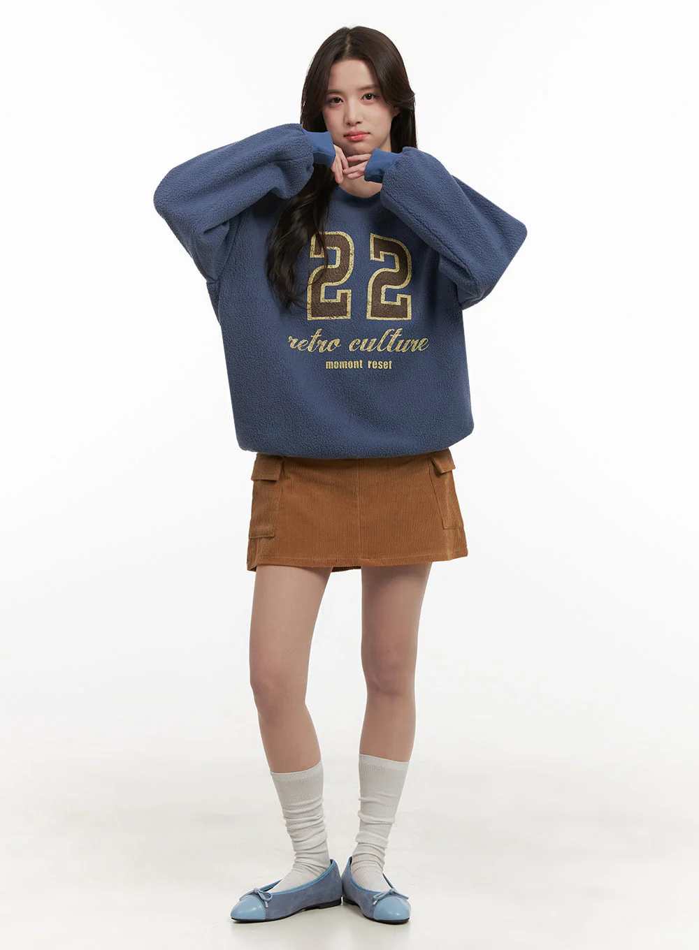 Fuzzy Oversized Crew-Neck Sweatshirt IJ510 - Image 11