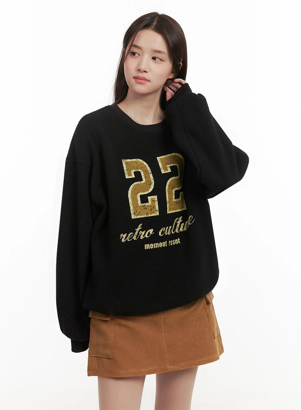 Fuzzy Oversized Crew-Neck Sweatshirt IJ510 - Image 13