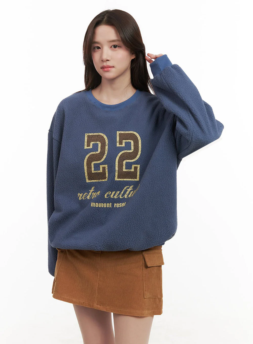 Fuzzy Oversized Crew-Neck Sweatshirt IJ510 - Image 4