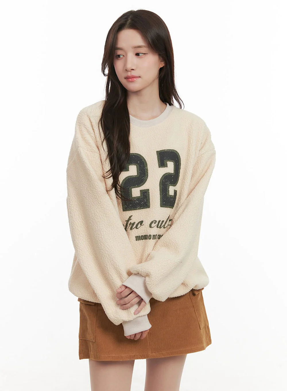 Fuzzy Oversized Crew-Neck Sweatshirt IJ510 - Image 5