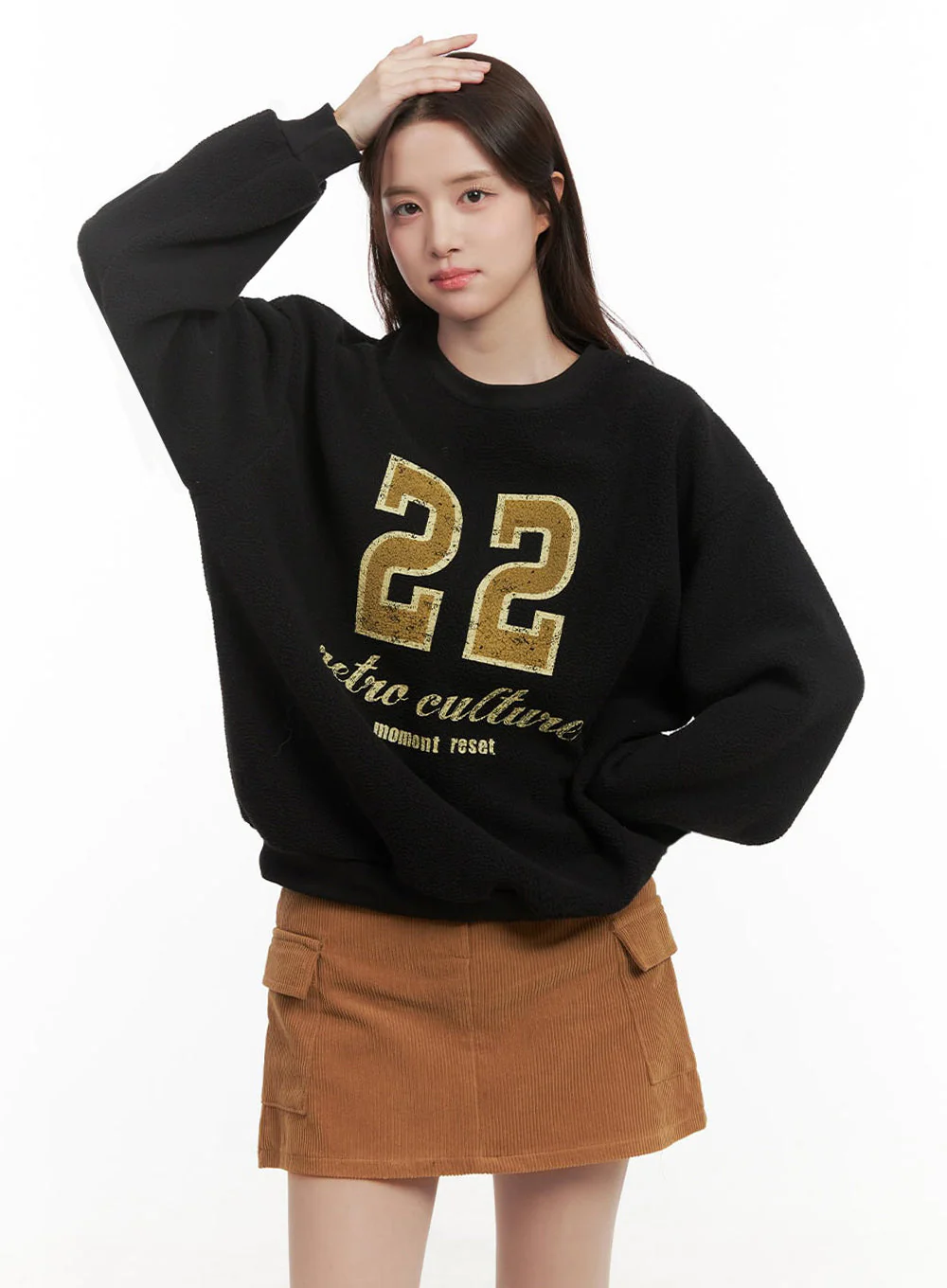 Fuzzy Oversized Crew-Neck Sweatshirt IJ510 - Image 6