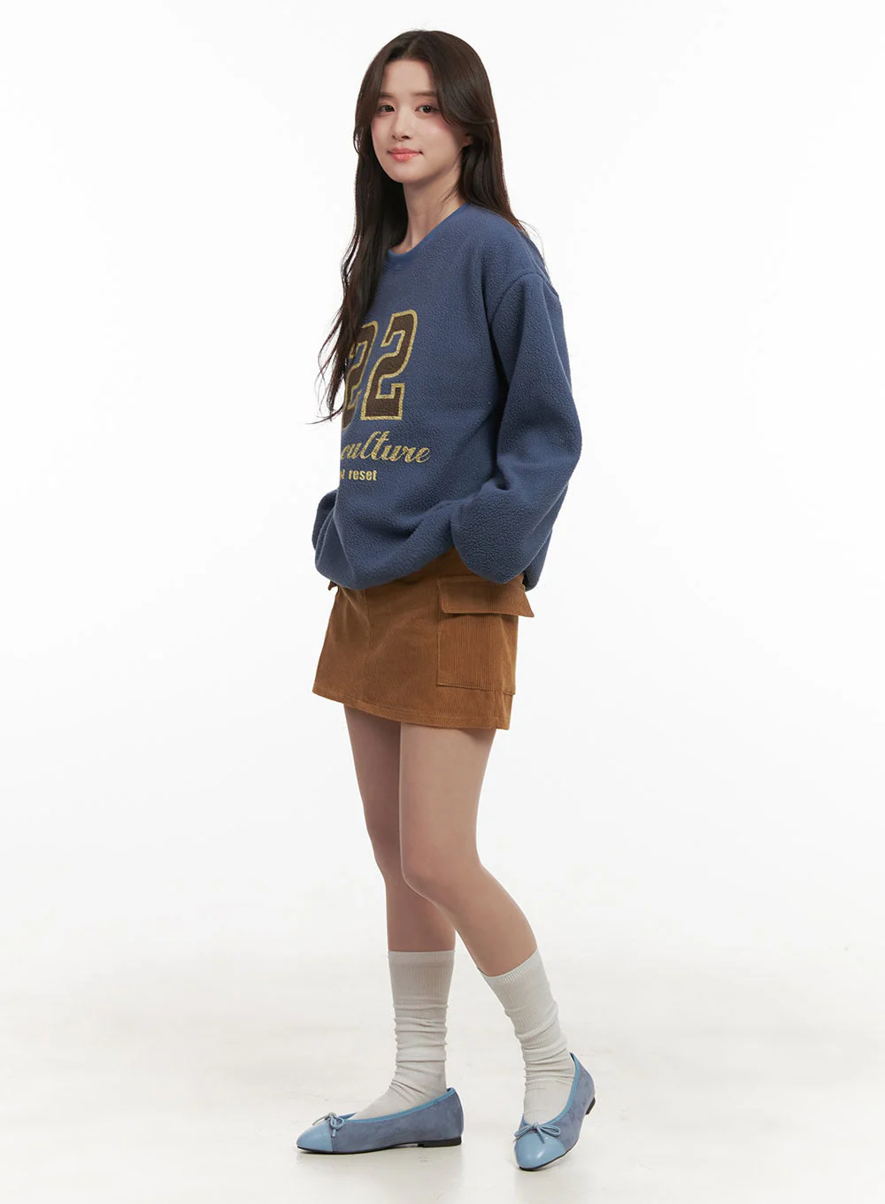 Fuzzy Oversized Crew-Neck Sweatshirt IJ510 - Image 9