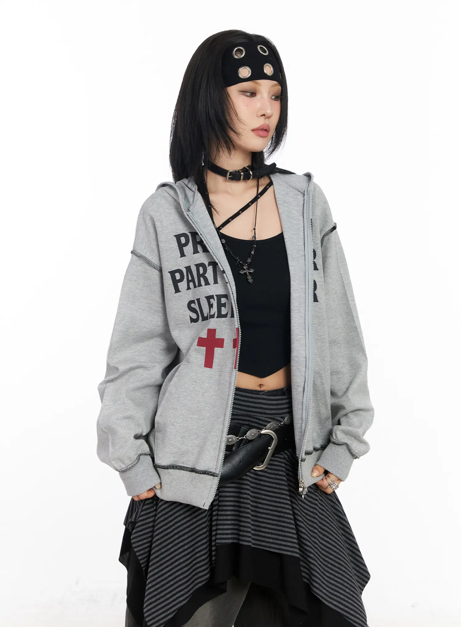 Graphic Zip-Up Hoodie CF527 - Image 3