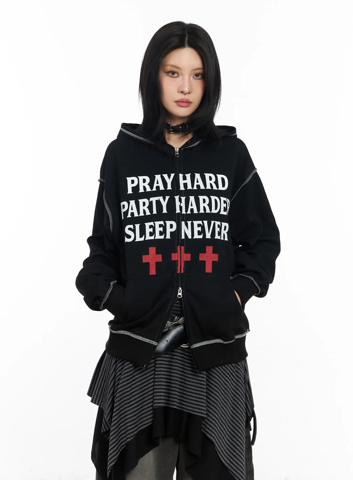 Graphic Zip-Up Hoodie CF527 - Image 4