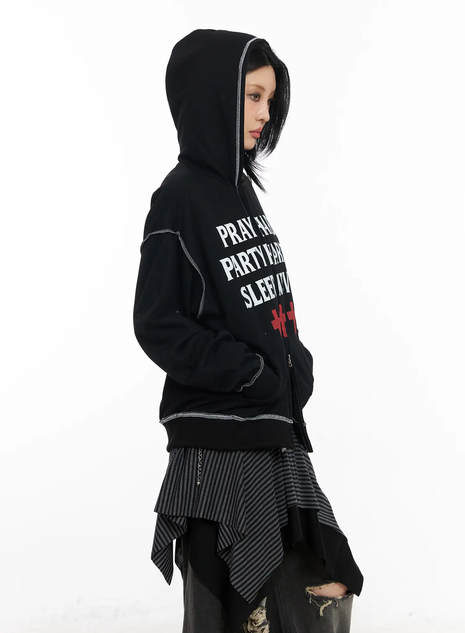 Graphic Zip-Up Hoodie CF527 - Image 7
