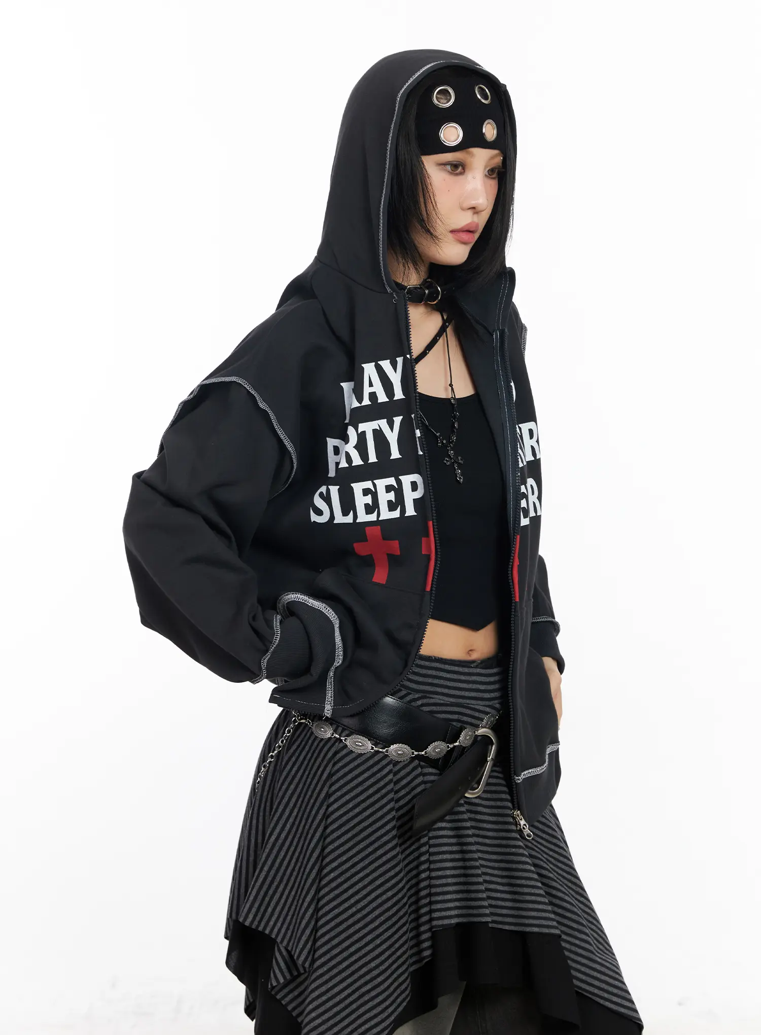 Graphic Zip-Up Hoodie CF527 - Image 8