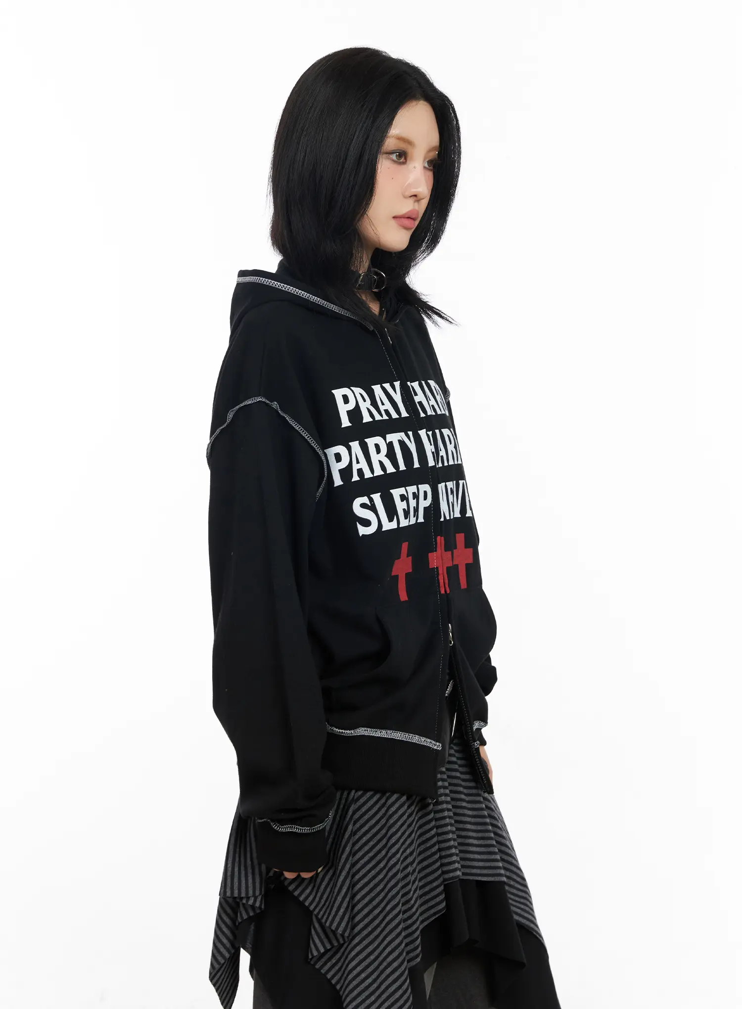 Graphic Zip-Up Hoodie CF527 - Image 9