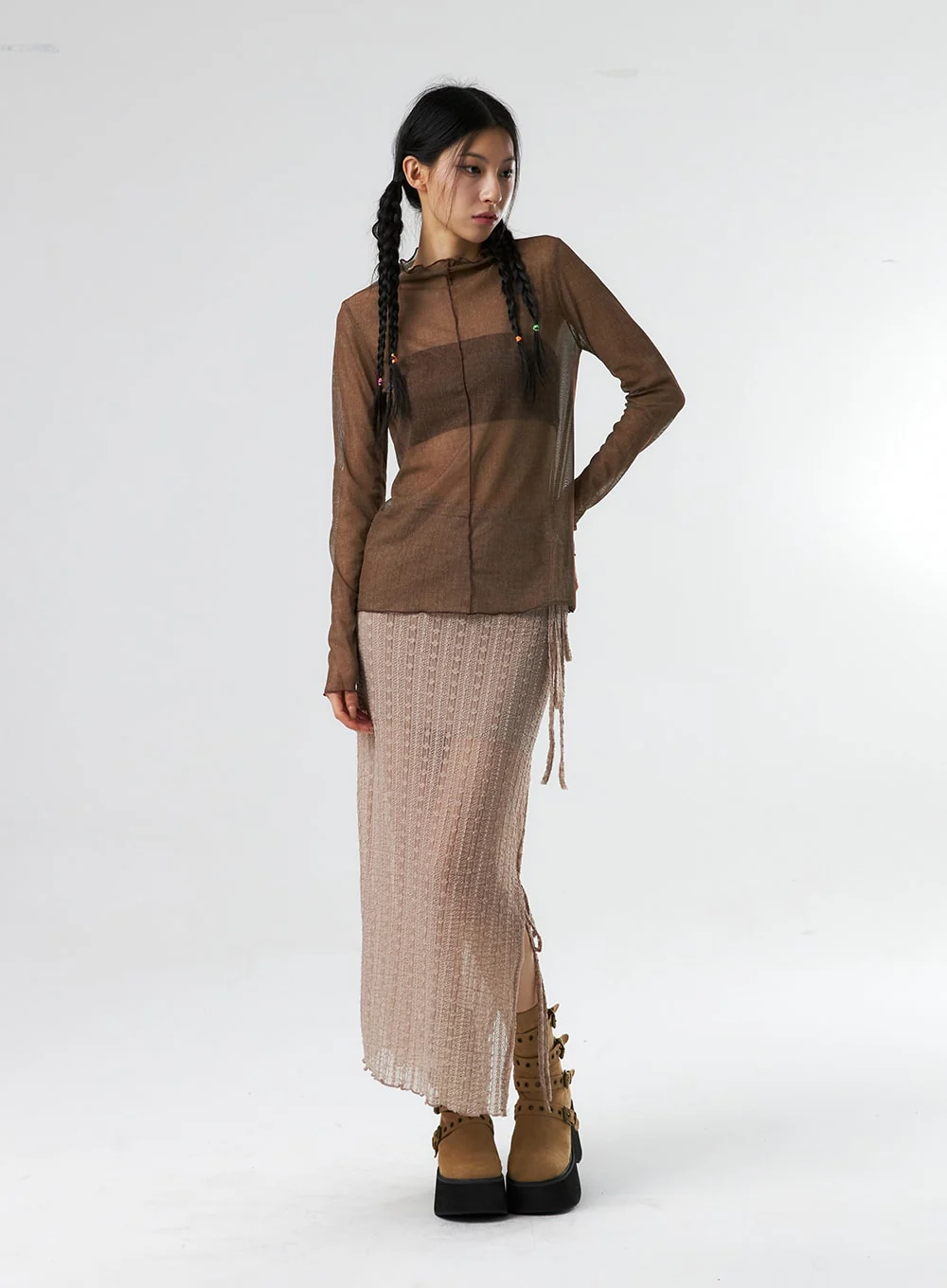 Lace X Strap Maxi Skirt IS327 - Image 12