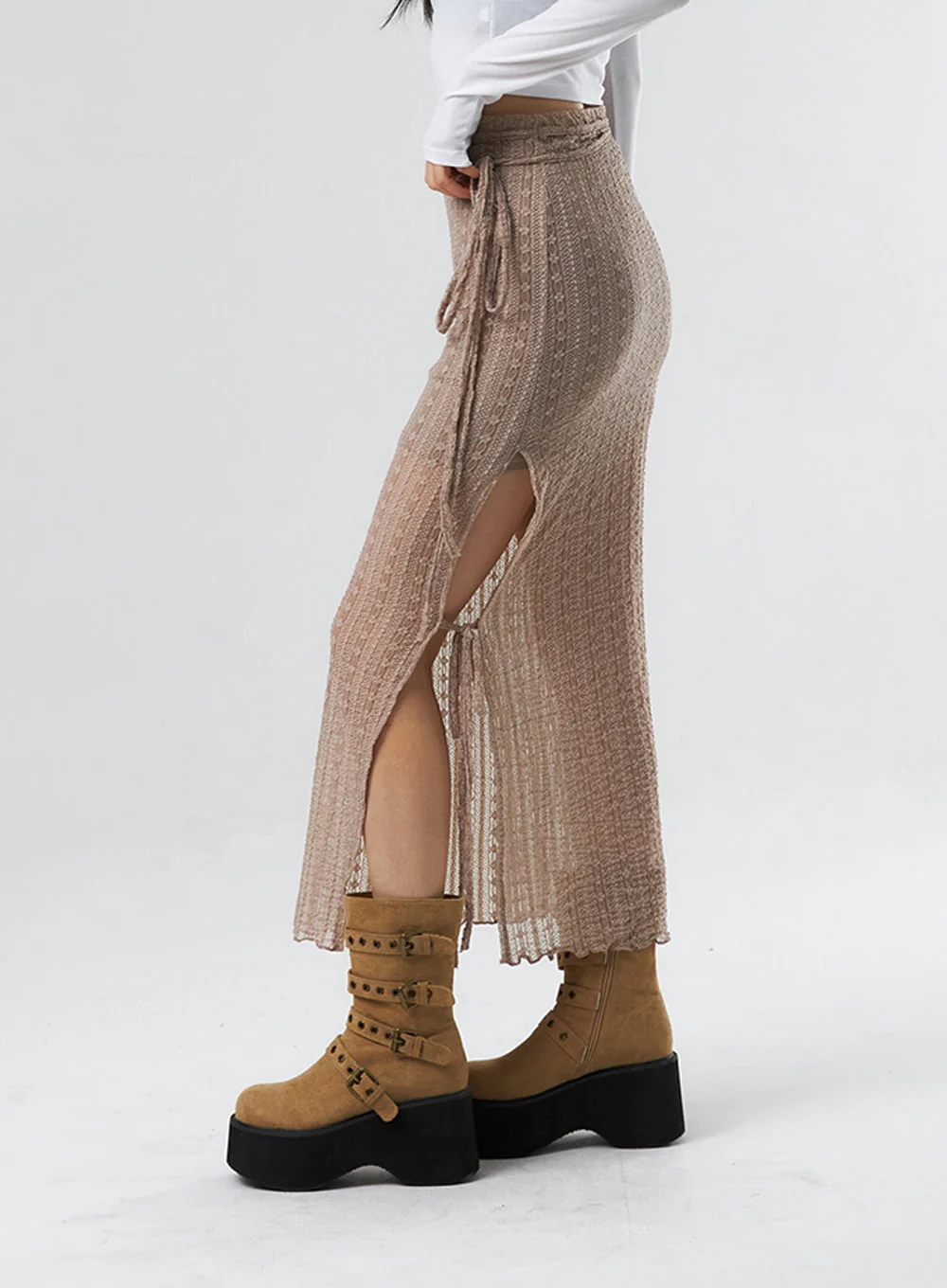 Lace X Strap Maxi Skirt IS327 - Image 5