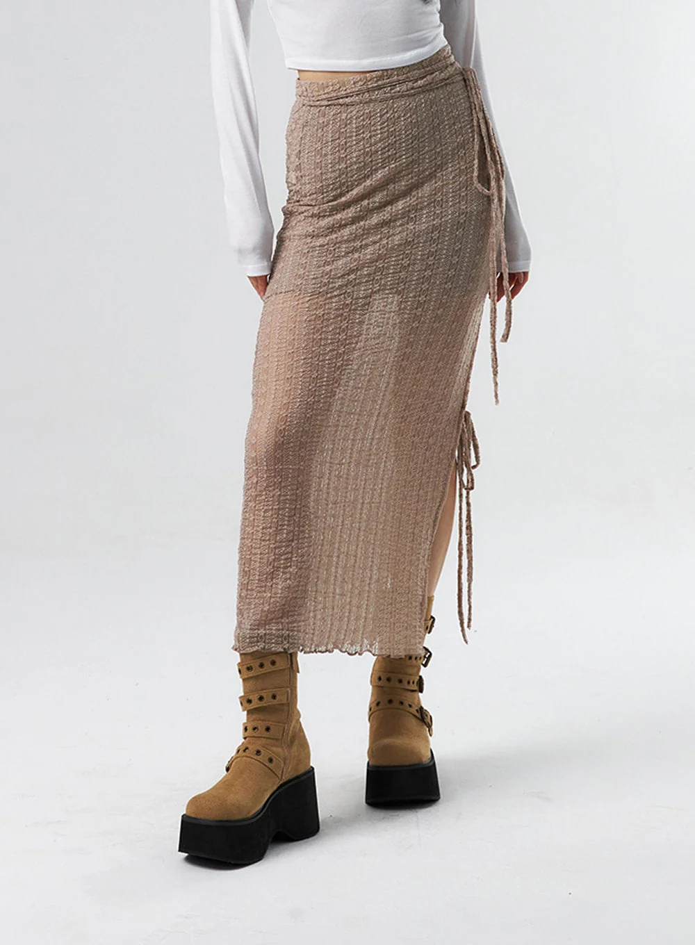 Lace X Strap Maxi Skirt IS327 - Image 8