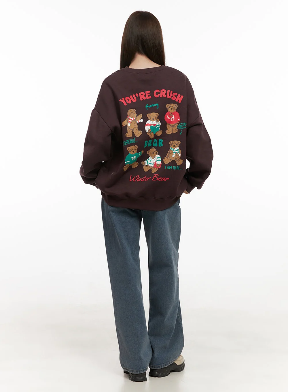 Loose-Fit Graphic Bear Crew Neck OD412 - Image 5