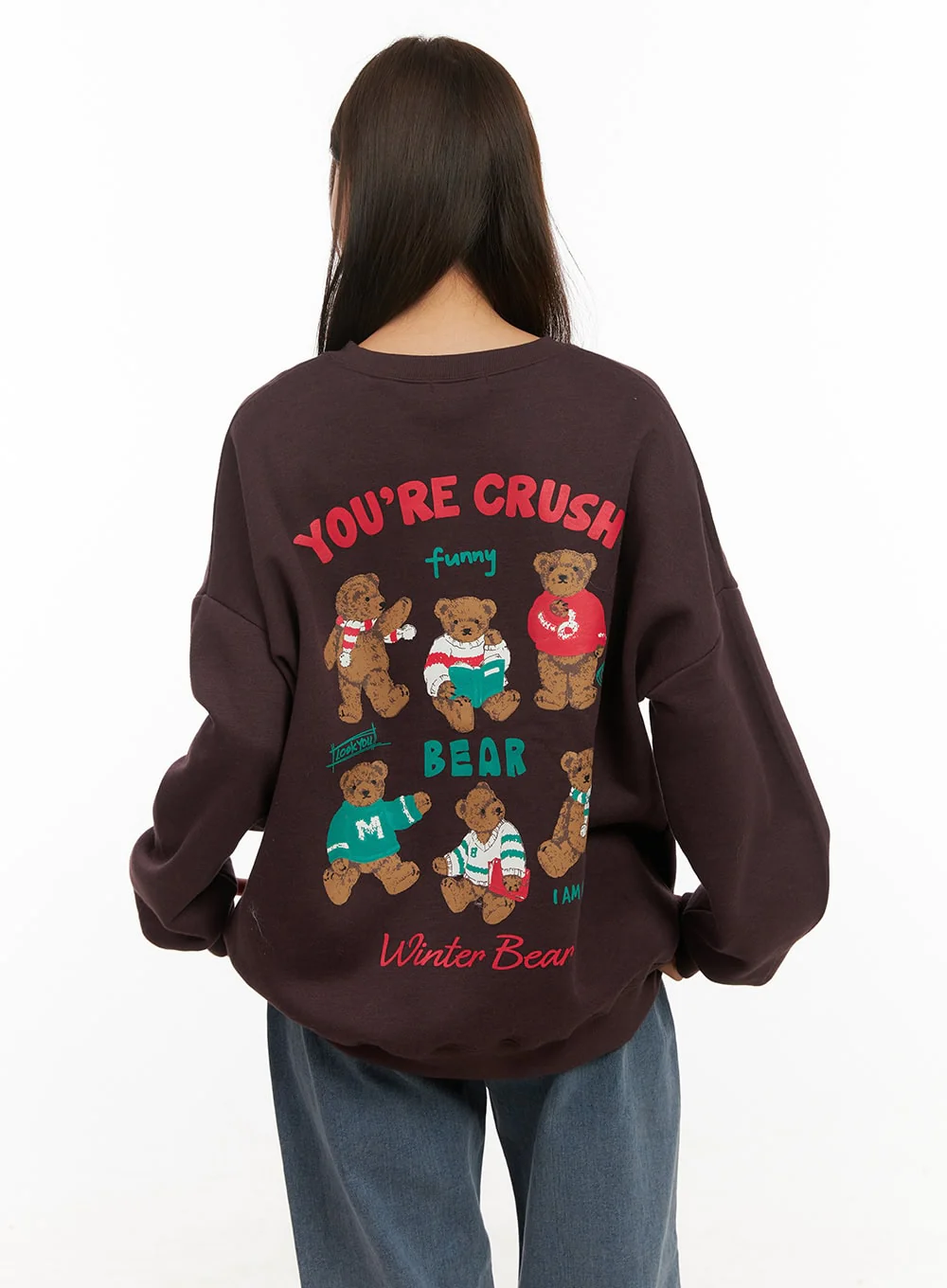 Loose-Fit Graphic Bear Crew Neck OD412 - Image 7