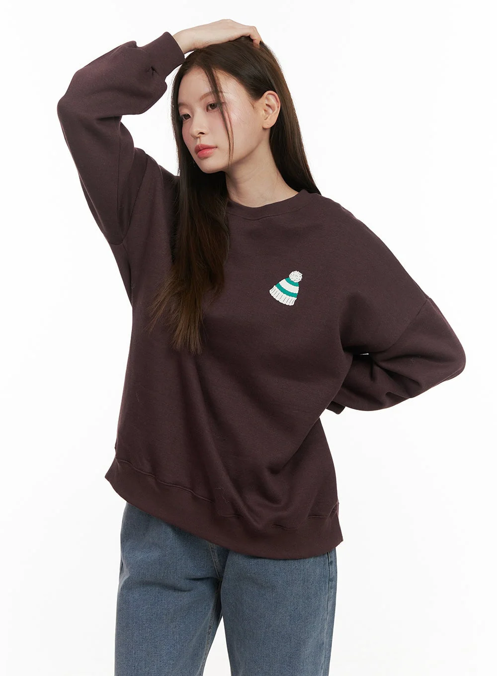 Loose-Fit Graphic Bear Crew Neck OD412 - Image 8