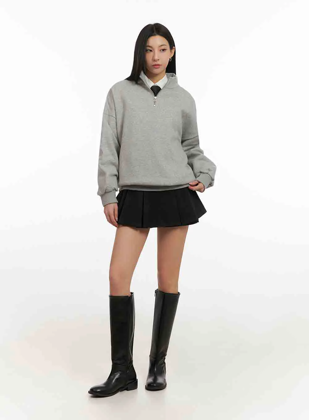 Loose-Fit Half-Zip Sweatshirt IJ503 - Image 11