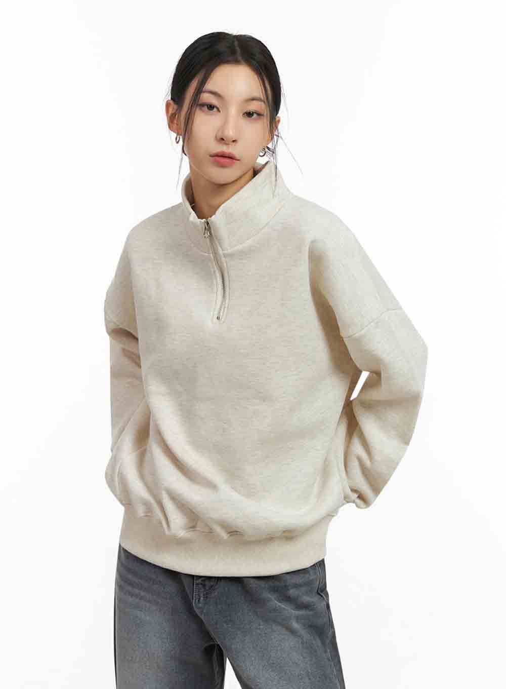Loose-Fit Half-Zip Sweatshirt IJ503 - Image 12