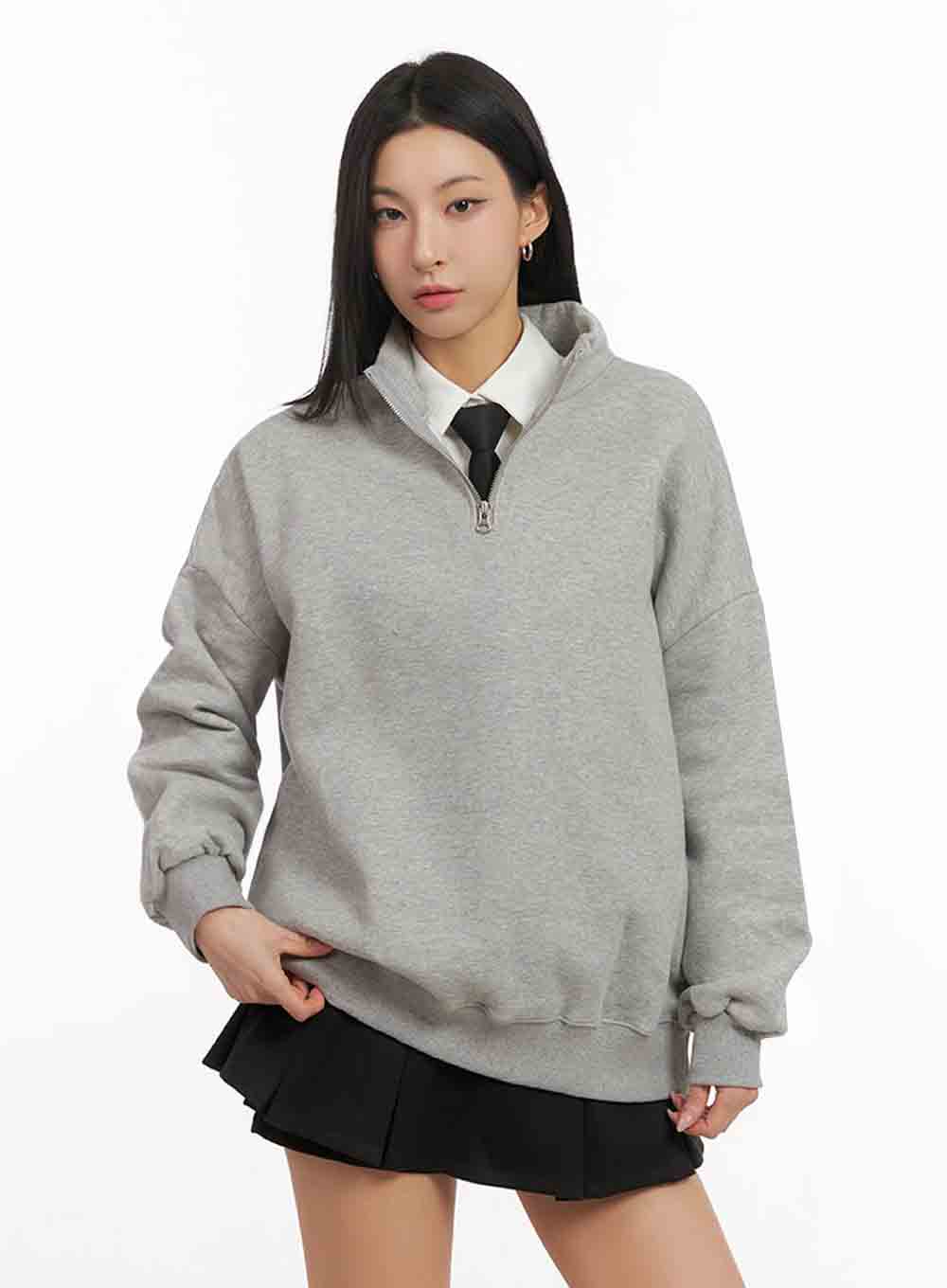 Loose-Fit Half-Zip Sweatshirt IJ503 - Image 6