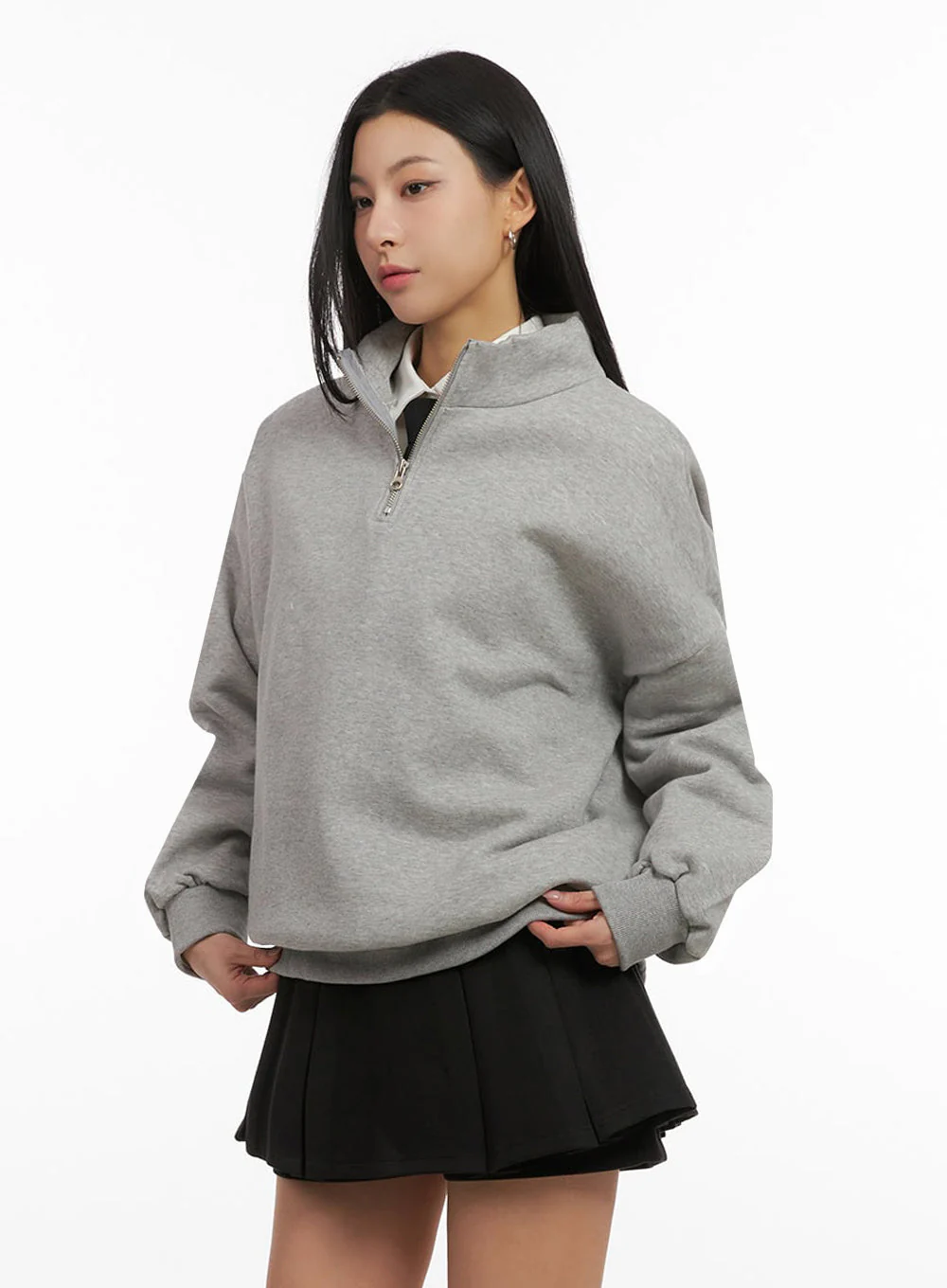 Loose-Fit Half-Zip Sweatshirt IJ503 - Image 7