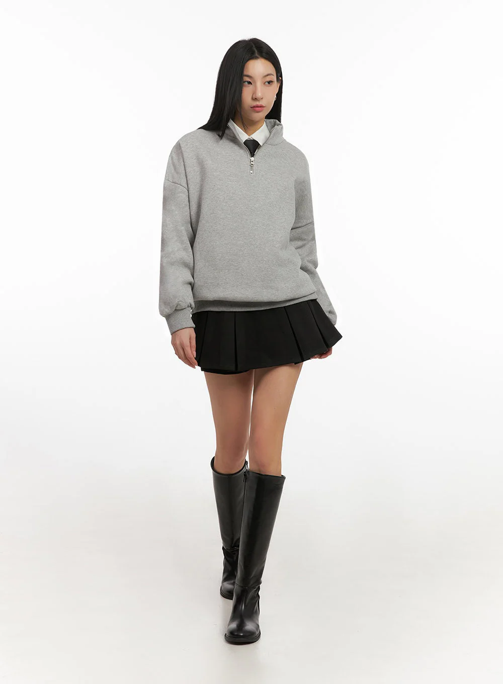 Loose-Fit Half-Zip Sweatshirt IJ503 - Image 8