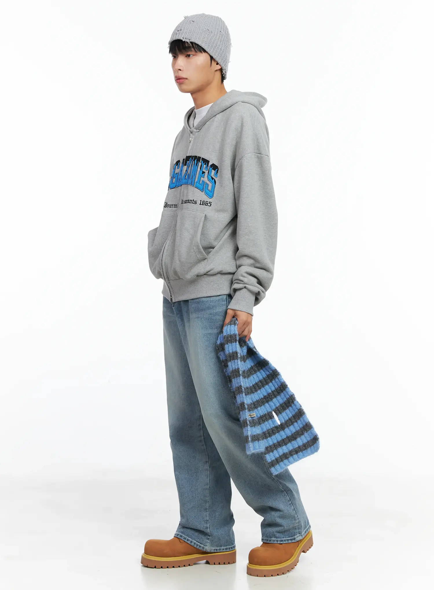 Men's Graphic Magazine Zip-Up Hoodie IN518 - Image 10