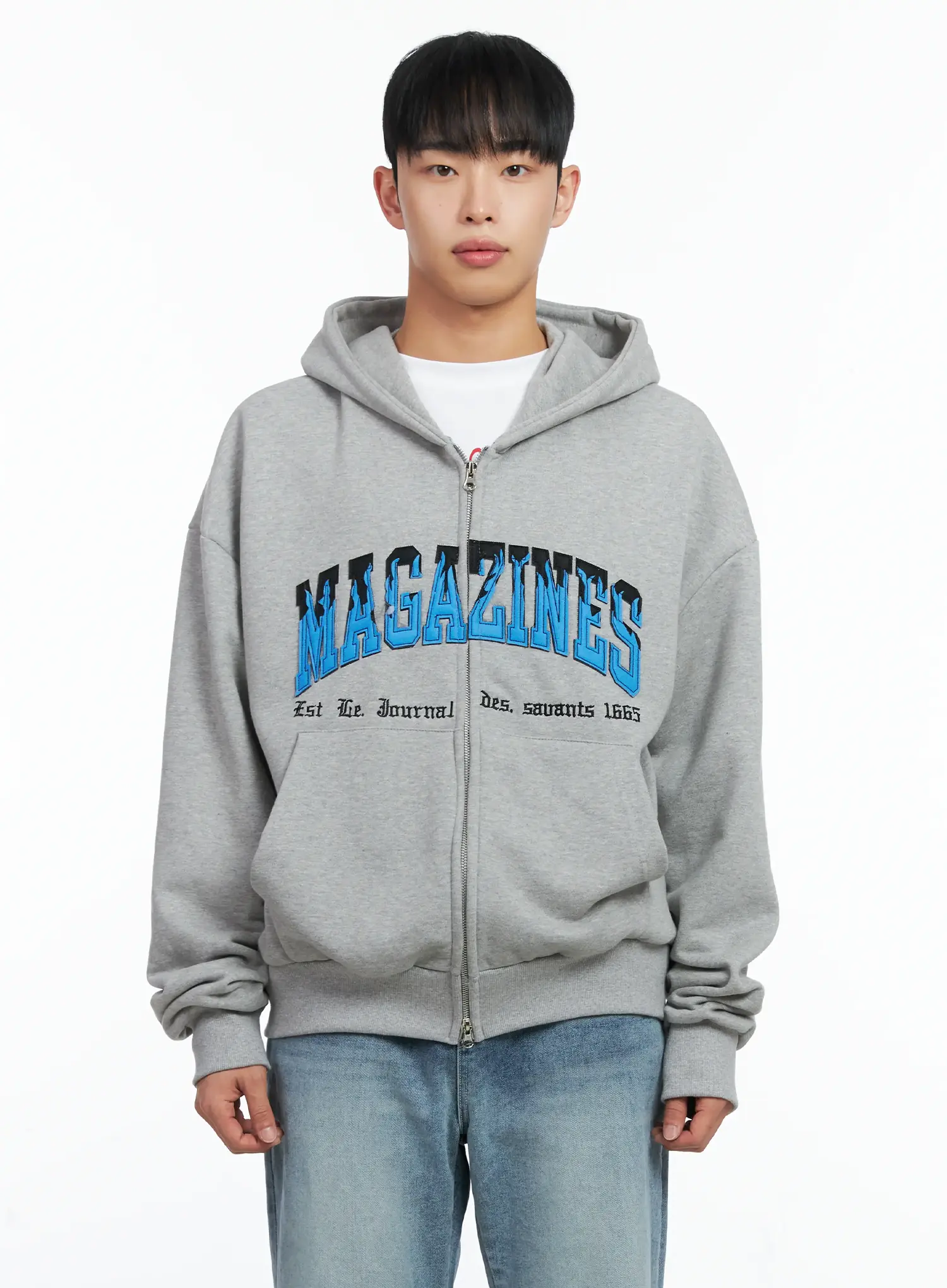 Men's Graphic Magazine Zip-Up Hoodie IN518 - Image 12