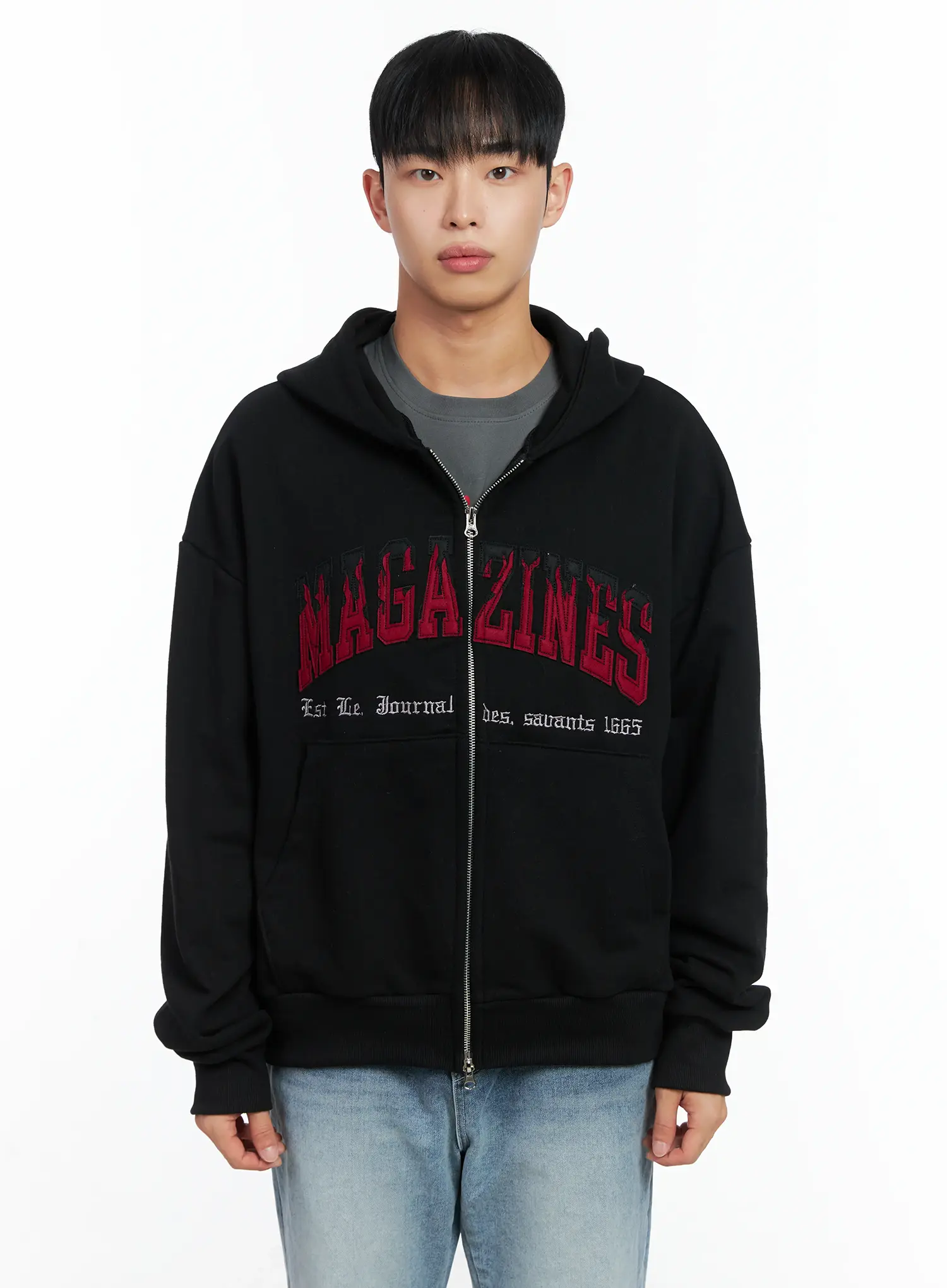Men's Graphic Magazine Zip-Up Hoodie IN518 - Image 13