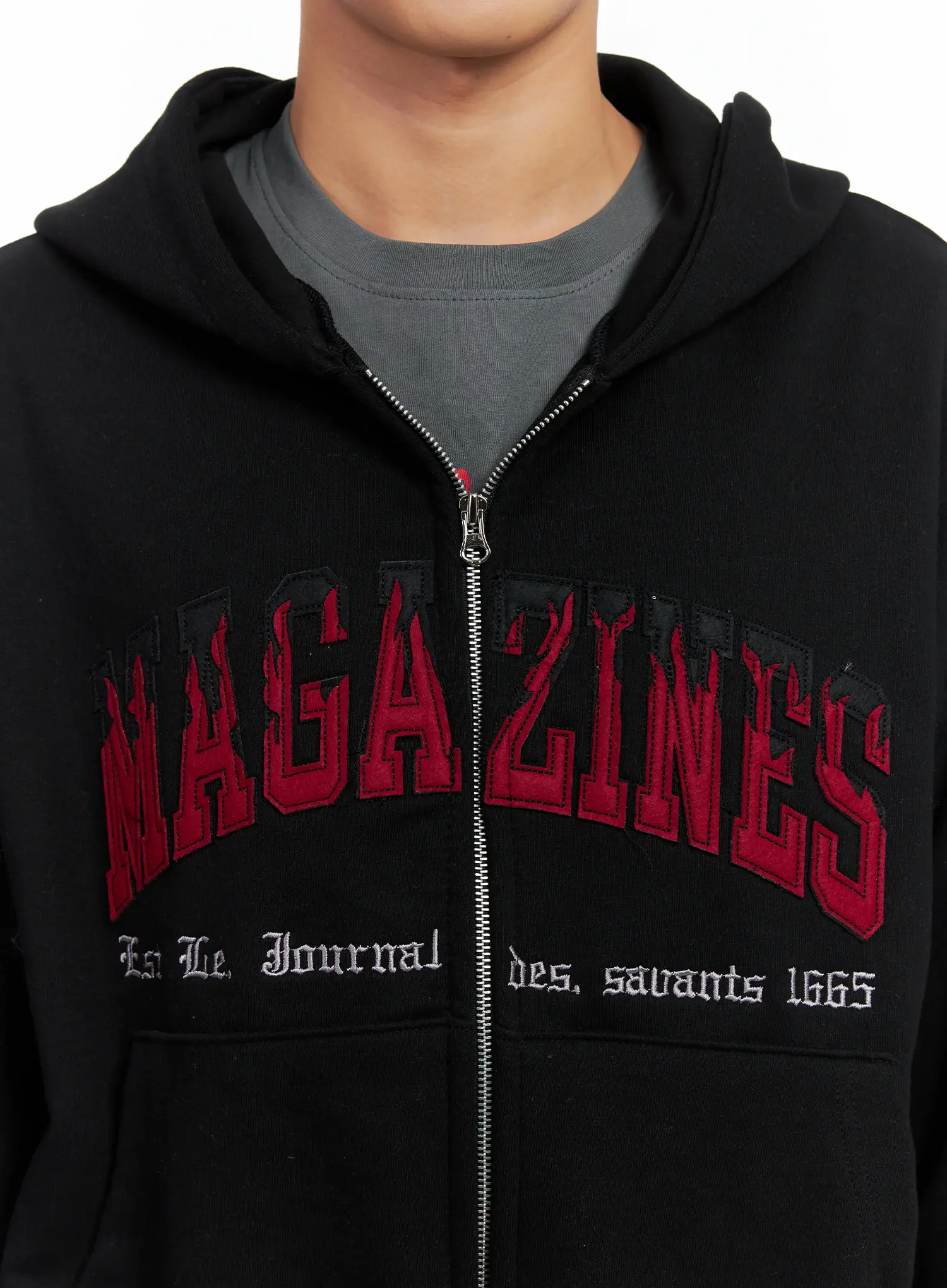 Men's Graphic Magazine Zip-Up Hoodie IN518 - Image 14