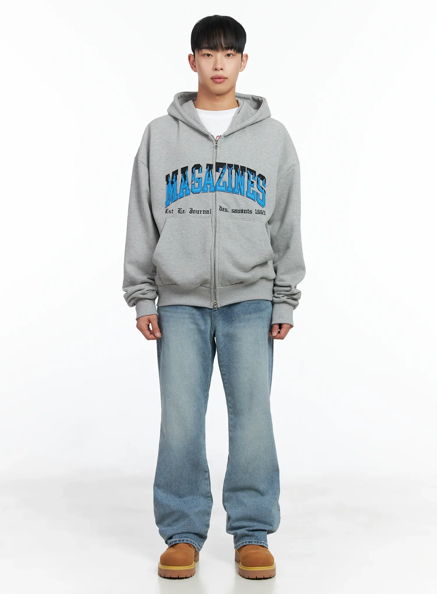 Men's Graphic Magazine Zip-Up Hoodie IN518 - Image 3
