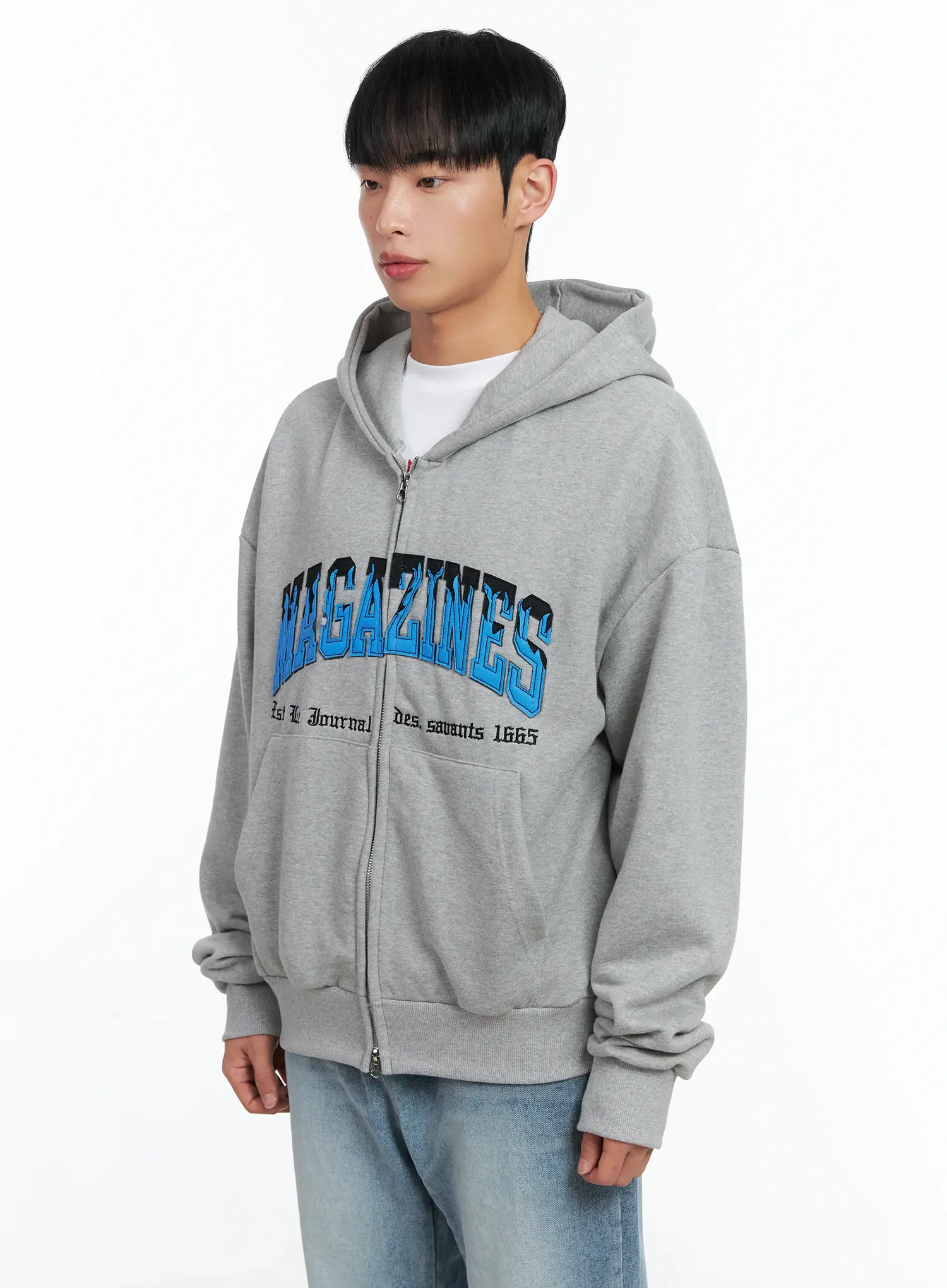 Men's Graphic Magazine Zip-Up Hoodie IN518 - Image 4