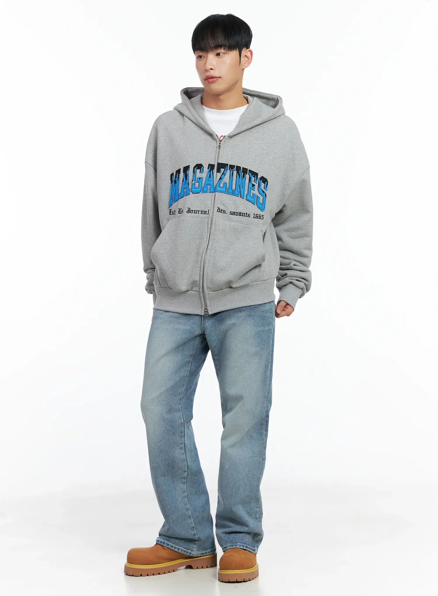 Men's Graphic Magazine Zip-Up Hoodie IN518 - Image 8