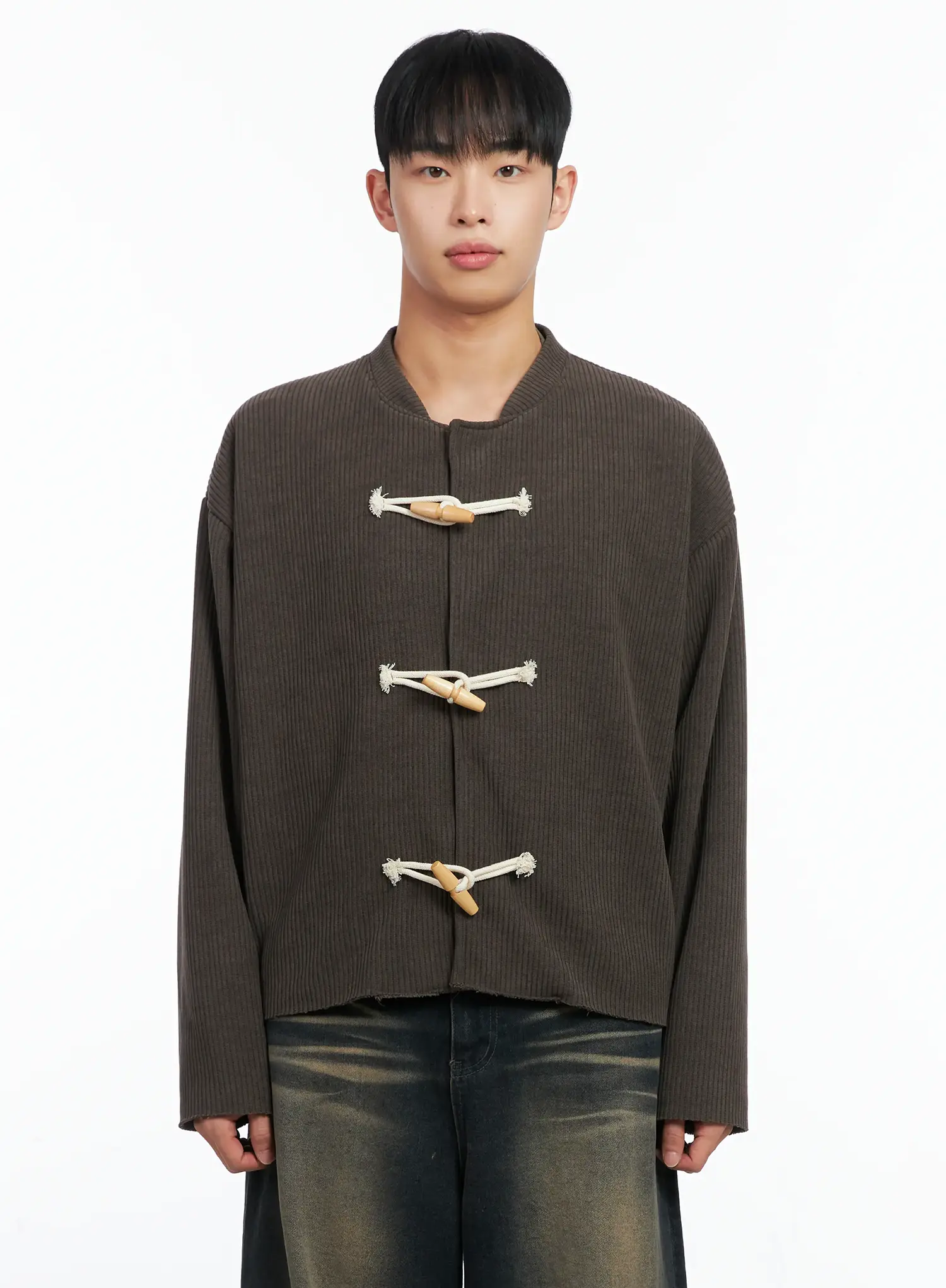 Men's Ribbed Toggle Jacket IN518 - Image 11