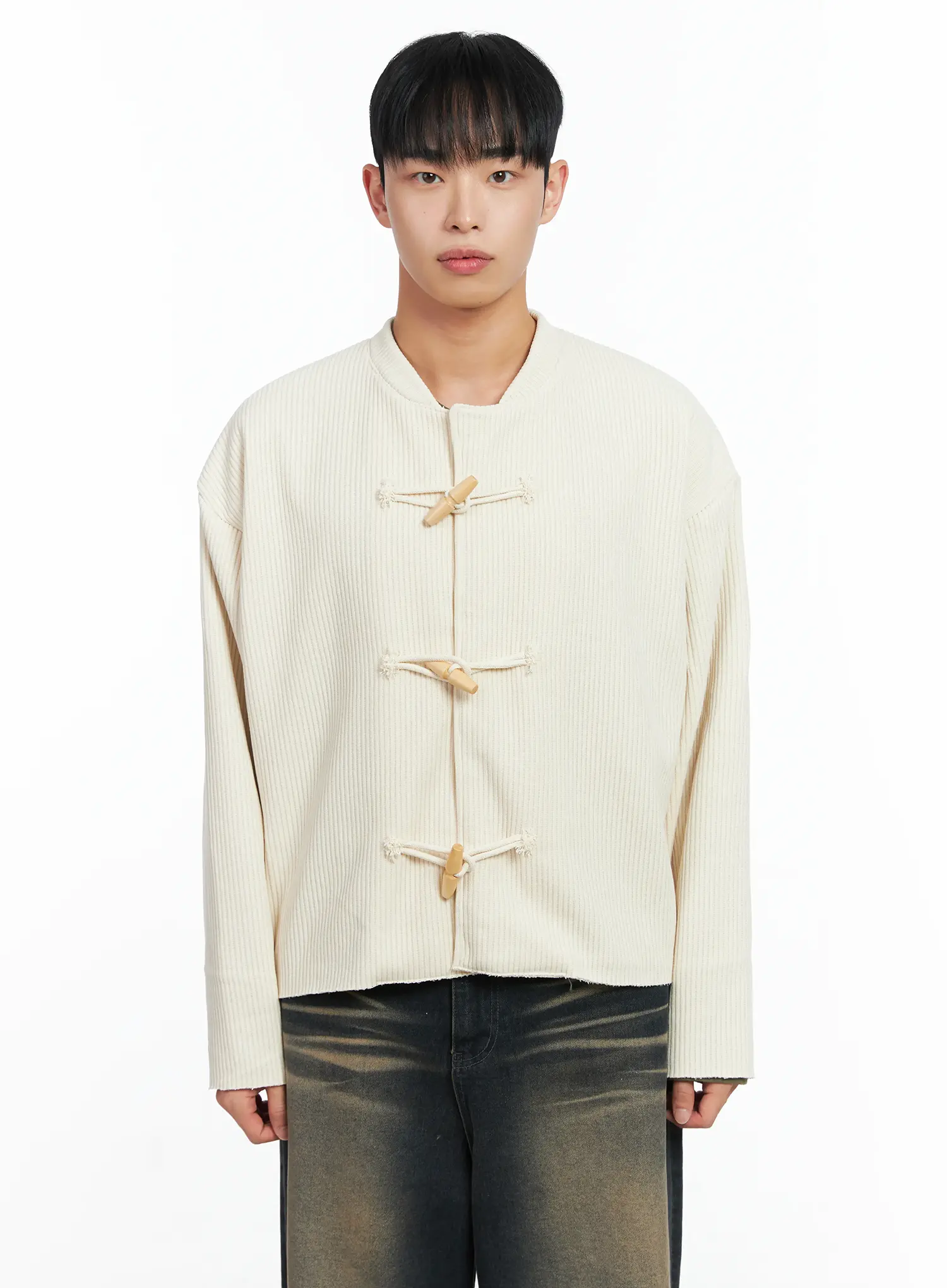 Men's Ribbed Toggle Jacket IN518 - Image 13