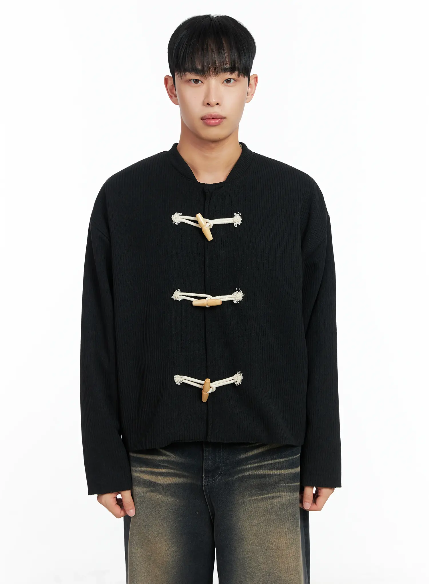 Men's Ribbed Toggle Jacket IN518 - Image 14
