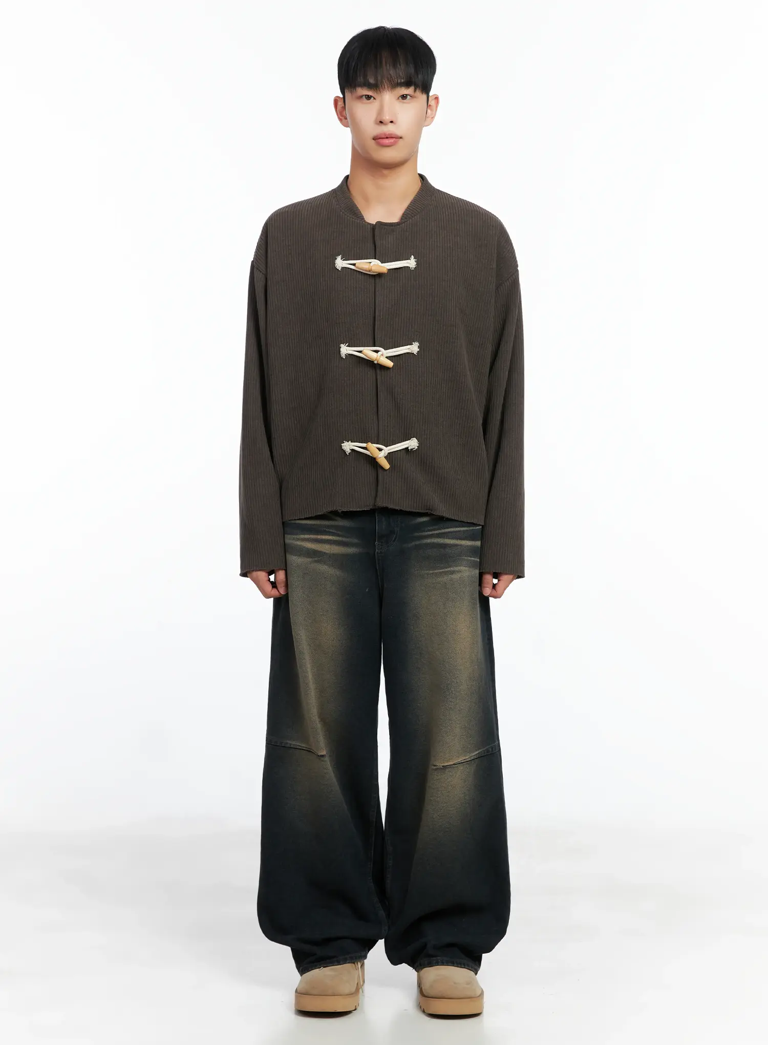 Men's Ribbed Toggle Jacket IN518 - Image 3