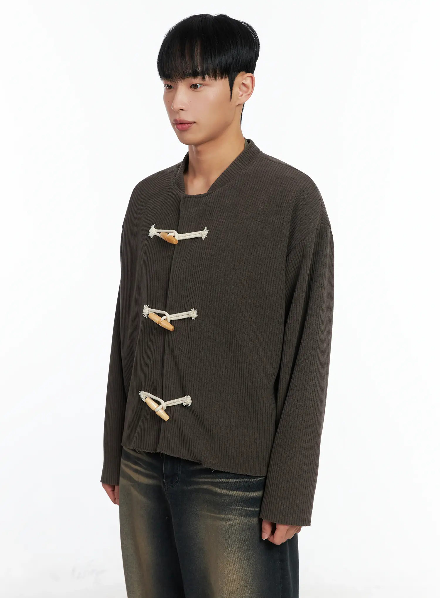 Men's Ribbed Toggle Jacket IN518 - Image 4