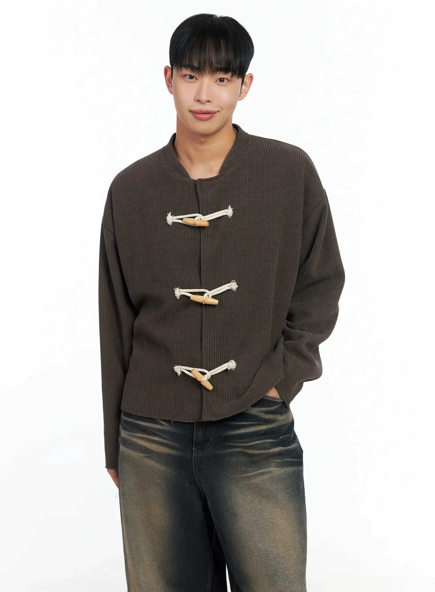 Men's Ribbed Toggle Jacket IN518 - Image 6