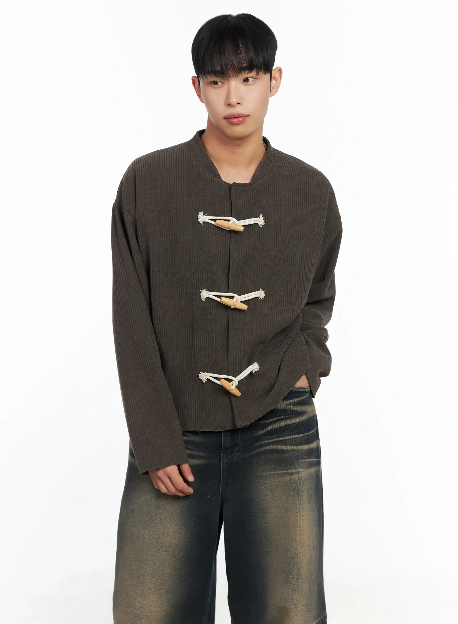 Men's Ribbed Toggle Jacket IN518 - Image 7