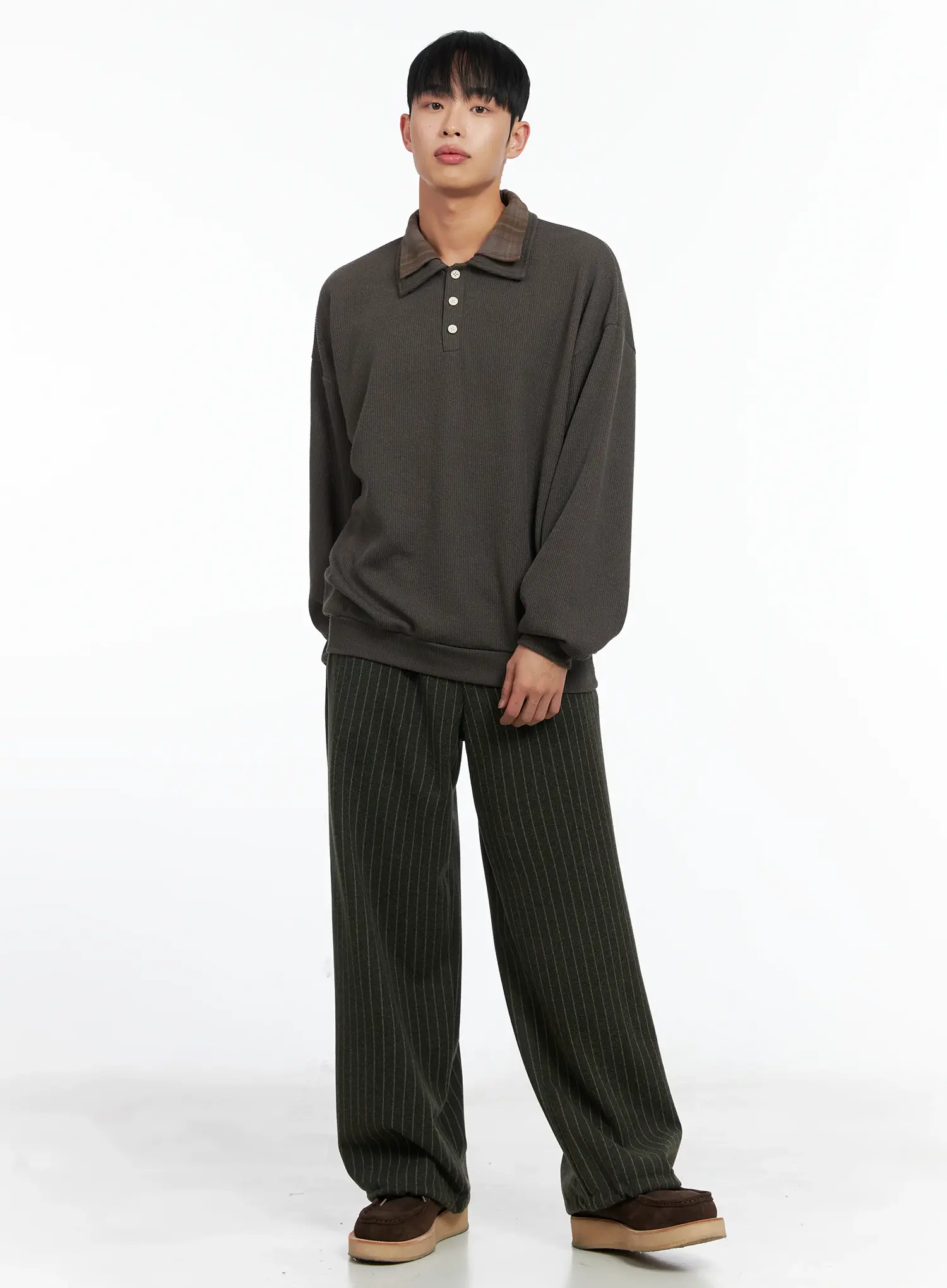 Men's Stripe Wide Leg Pants (Dark Green) IN518 - Image 10