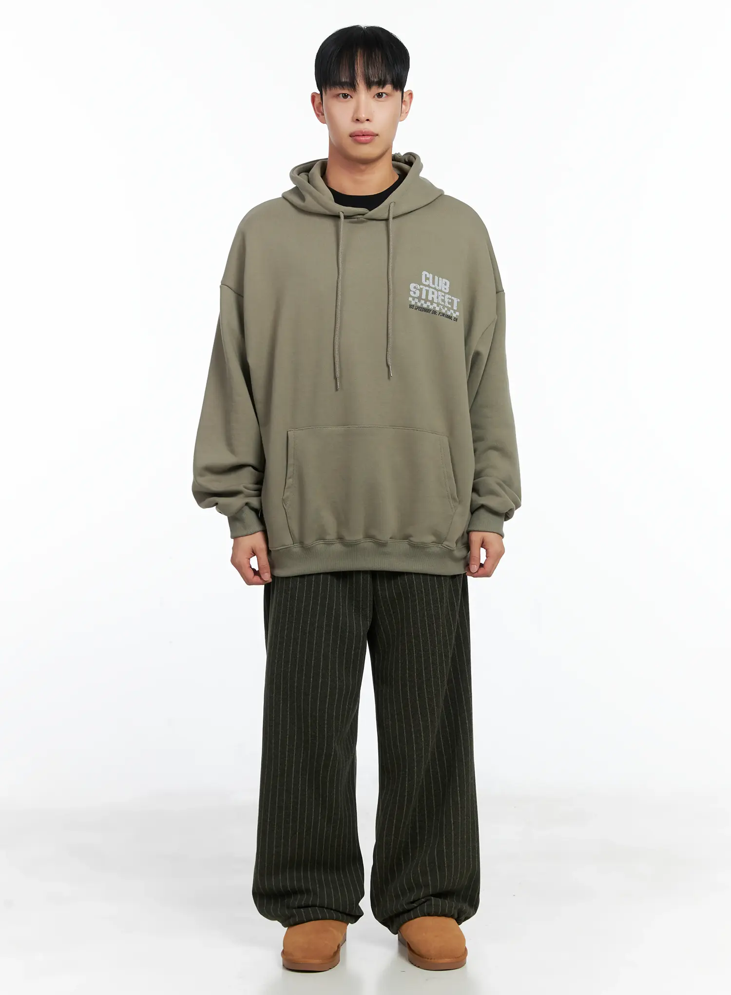 Men's Stripe Wide Leg Pants (Dark Green) IN518 - Image 3