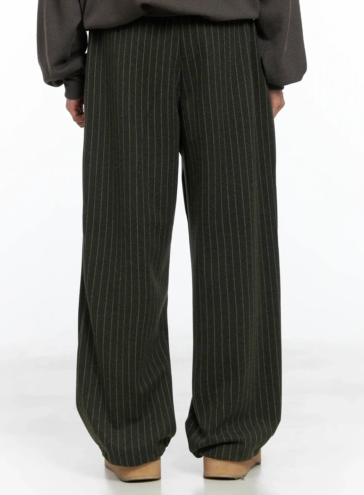 Men's Stripe Wide Leg Pants (Dark Green) IN518 - Image 6